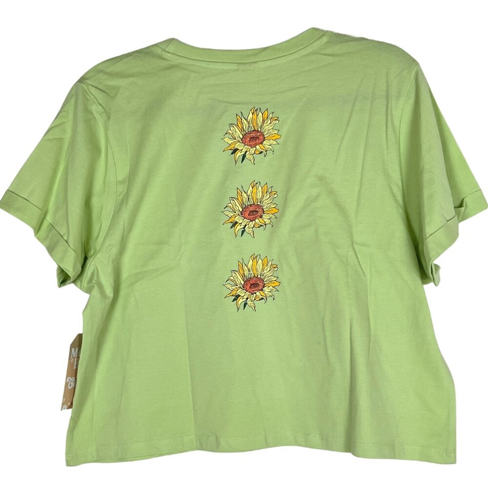 "Happiness" Cropped Tee Cuffed Sleeves NWT Boho Hippie Coastal Chic 🎉Host Pick🎉 - Picture 5 of 6